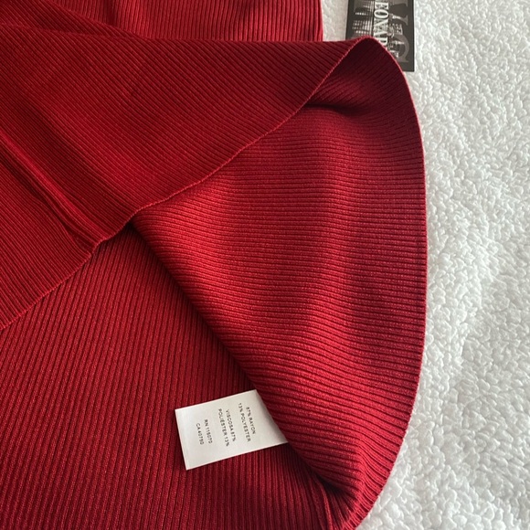 NINA LEONARD sleeve-up rib knit red sweater dress/size XL - Picture 4 of 7